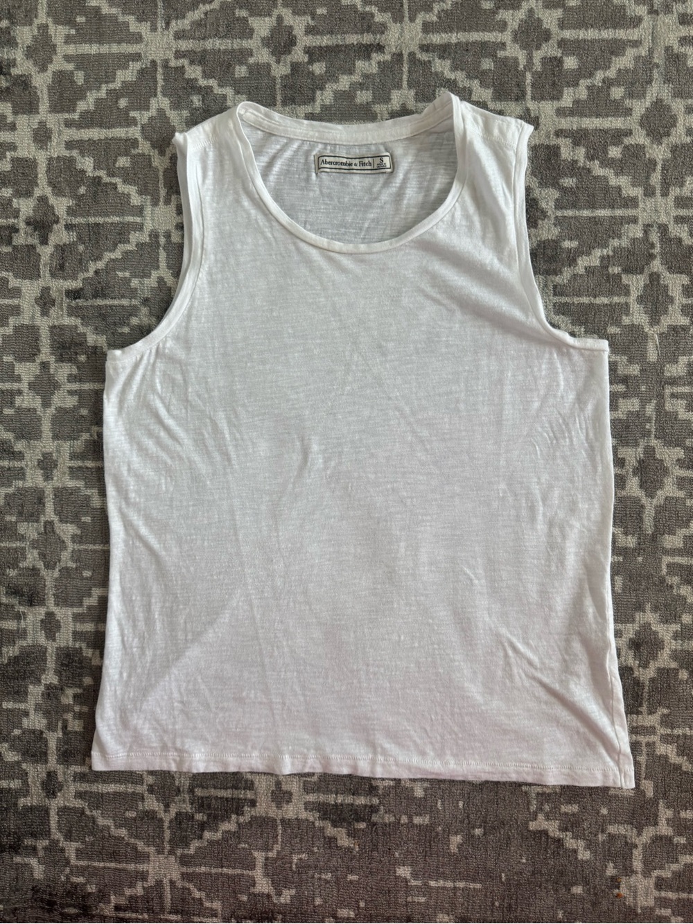 Abercrombie & Fitch White Sleeveless Scoop Neck Tank Top Tee Cotton Viscose S